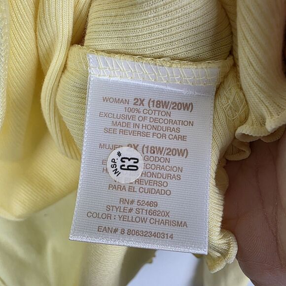 Secret Treasures Butter Yellow Lettuce Hem Lace Trim One Button Cardigan Y2K 2X - Picture 4 of 6
